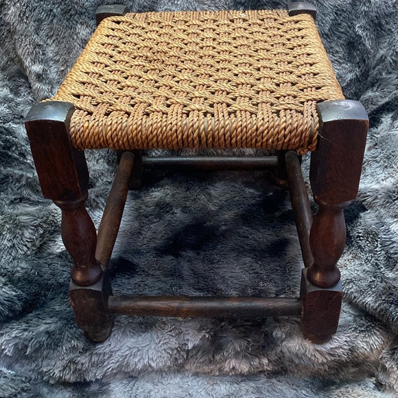 Handcrafted Woven Stool - Brown and Tan - Picture 3 of 16
